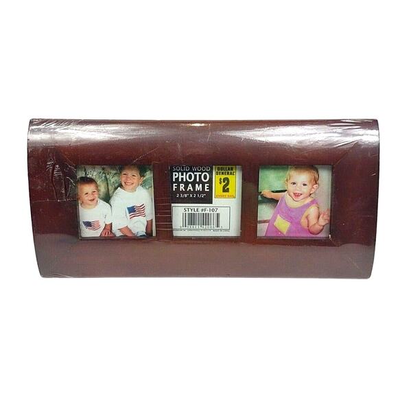 Cherry Wood Look Table Top 3 Opening Photo Frame by Treasured Memories - Picture 1 of 7
